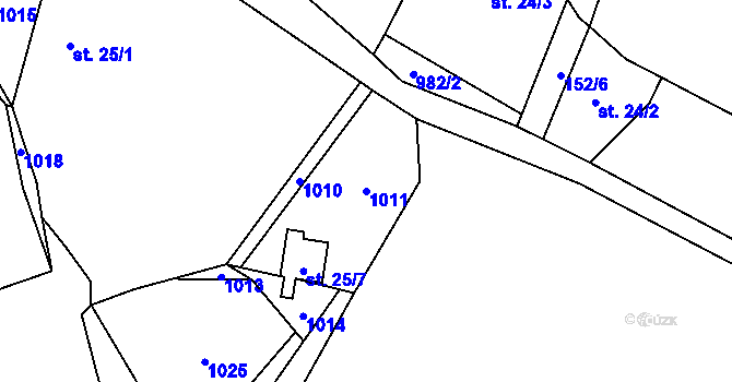 Parcela st. 1011 v KÚ Tis u Blatna, Katastrální mapa