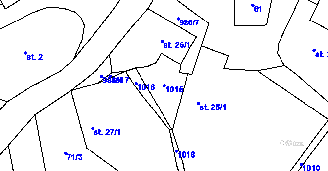 Parcela st. 1015 v KÚ Tis u Blatna, Katastrální mapa