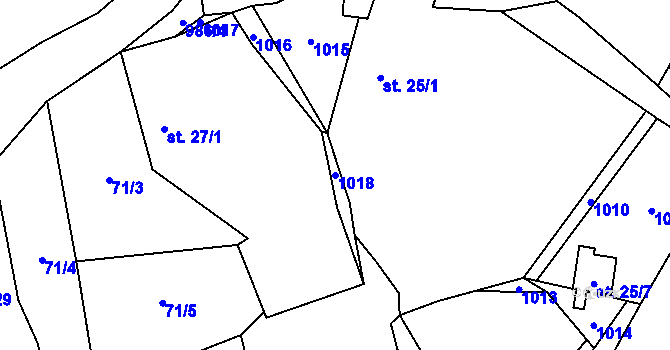 Parcela st. 1018 v KÚ Tis u Blatna, Katastrální mapa