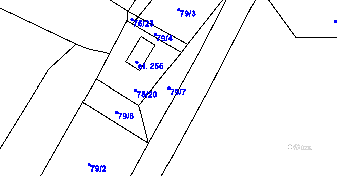 Parcela st. 79/7 v KÚ Tis u Blatna, Katastrální mapa