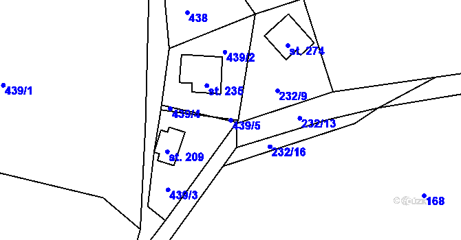 Parcela st. 439/5 v KÚ Tis u Blatna, Katastrální mapa