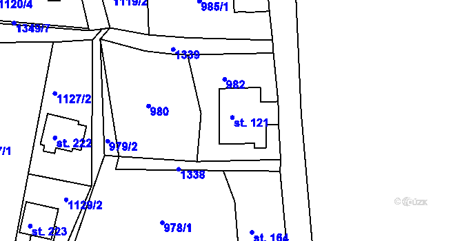 Parcela st. 121 v KÚ Ostrov u Tisé, Katastrální mapa