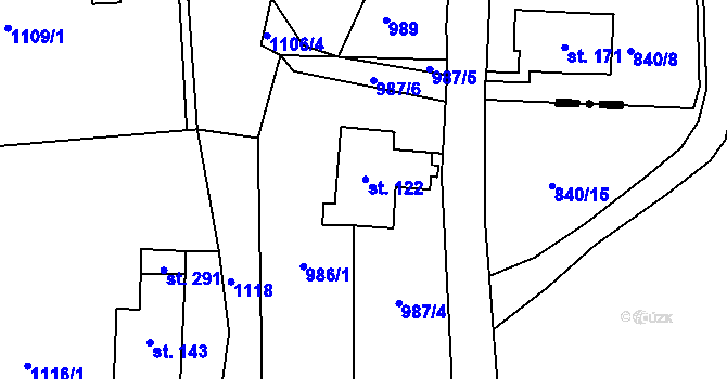 Parcela st. 122 v KÚ Ostrov u Tisé, Katastrální mapa