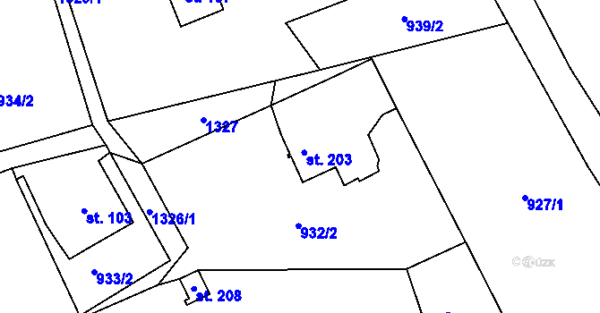 Parcela st. 203 v KÚ Ostrov u Tisé, Katastrální mapa