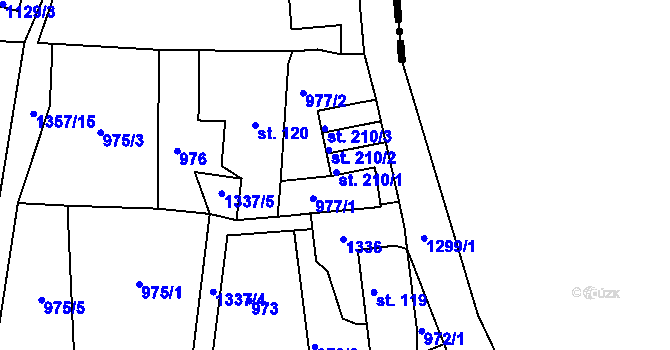 Parcela st. 210/1 v KÚ Ostrov u Tisé, Katastrální mapa
