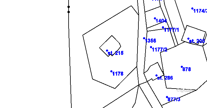 Parcela st. 215 v KÚ Ostrov u Tisé, Katastrální mapa