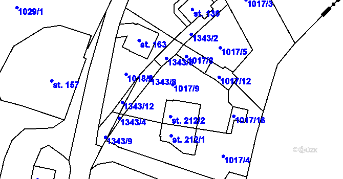 Parcela st. 1017/9 v KÚ Ostrov u Tisé, Katastrální mapa