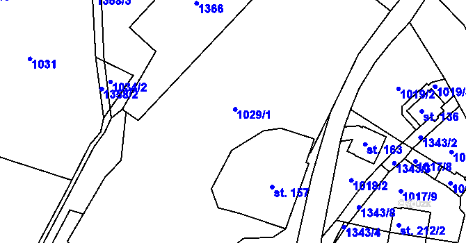 Parcela st. 1029/1 v KÚ Ostrov u Tisé, Katastrální mapa