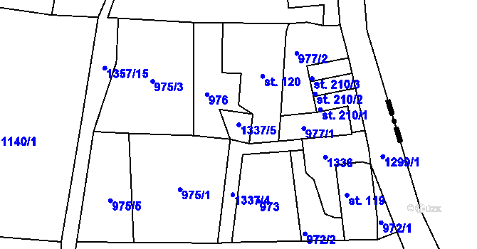 Parcela st. 1337/5 v KÚ Ostrov u Tisé, Katastrální mapa