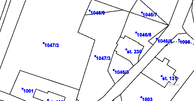 Parcela st. 1047/3 v KÚ Ostrov u Tisé, Katastrální mapa