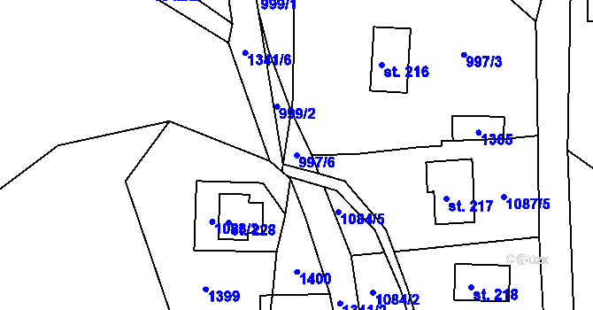 Parcela st. 997/6 v KÚ Ostrov u Tisé, Katastrální mapa