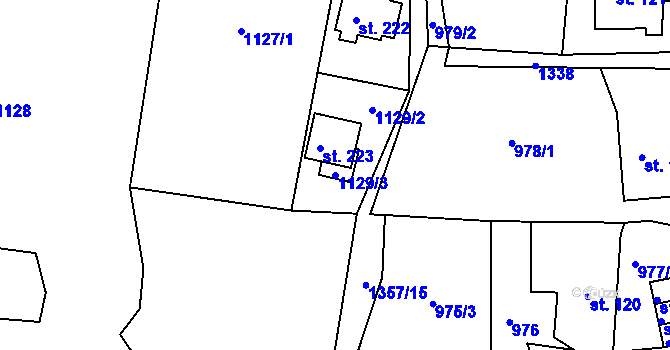Parcela st. 1129/3 v KÚ Ostrov u Tisé, Katastrální mapa