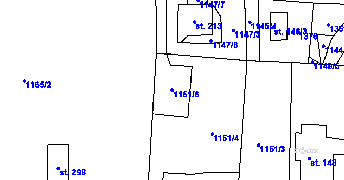 Parcela st. 1151/6 v KÚ Ostrov u Tisé, Katastrální mapa