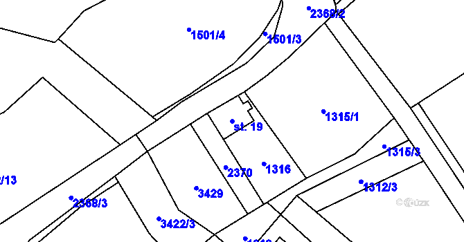 Parcela st. 19 v KÚ Tisá, Katastrální mapa