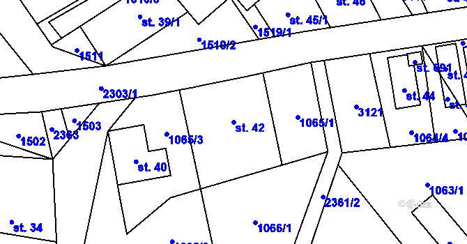 Parcela st. 42 v KÚ Tisá, Katastrální mapa