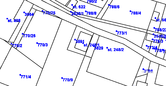 Parcela st. 248/1 v KÚ Tisá, Katastrální mapa