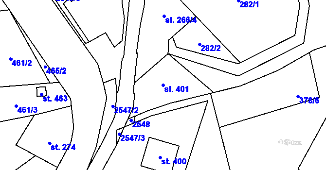 Parcela st. 401 v KÚ Tisá, Katastrální mapa