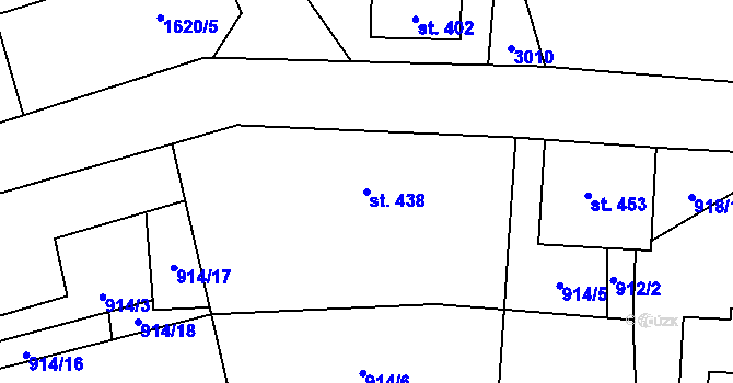 Parcela st. 438 v KÚ Tisá, Katastrální mapa
