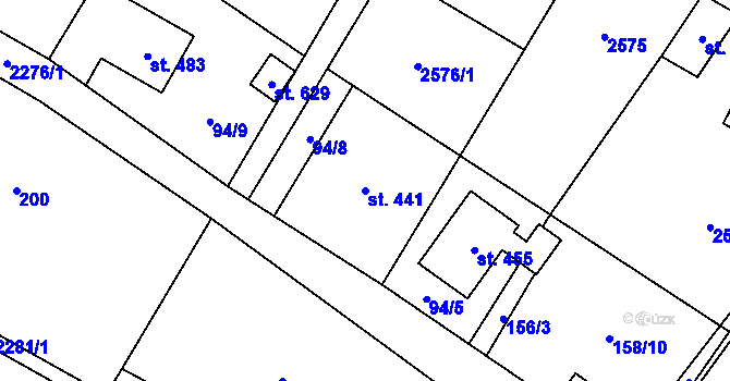 Parcela st. 441 v KÚ Tisá, Katastrální mapa