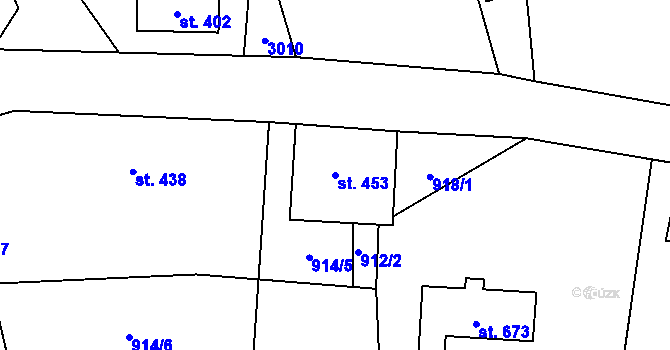 Parcela st. 453 v KÚ Tisá, Katastrální mapa