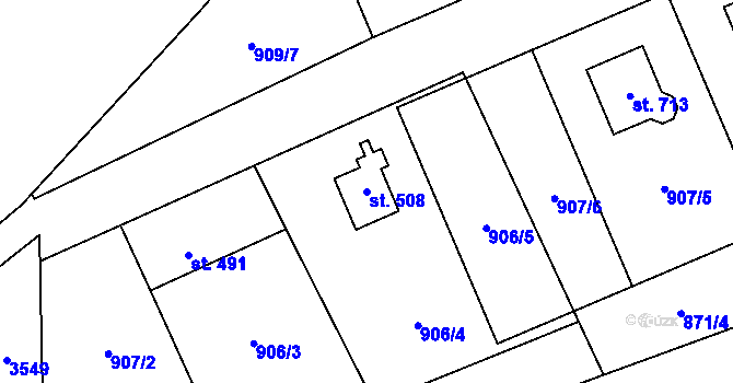 Parcela st. 508 v KÚ Tisá, Katastrální mapa