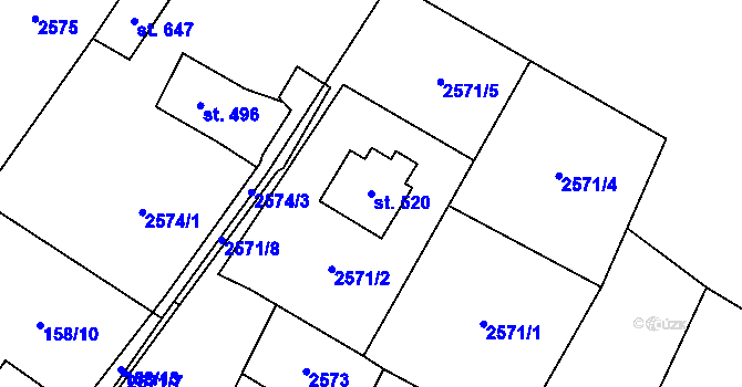 Parcela st. 520 v KÚ Tisá, Katastrální mapa