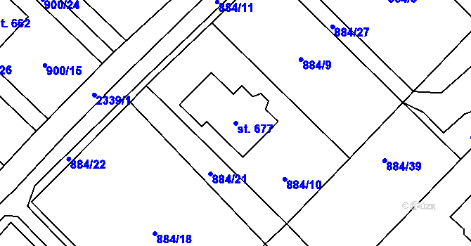 Parcela st. 677 v KÚ Tisá, Katastrální mapa