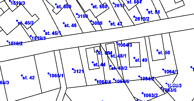 Parcela st. 691 v KÚ Tisá, Katastrální mapa