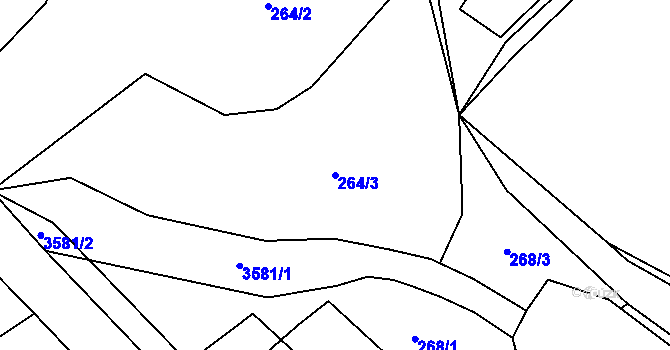 Parcela st. 264/3 v KÚ Tisá, Katastrální mapa