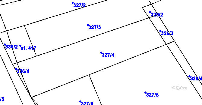 Parcela st. 327/4 v KÚ Tisá, Katastrální mapa