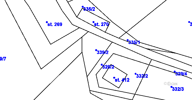 Parcela st. 339/2 v KÚ Tisá, Katastrální mapa
