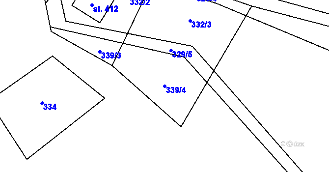 Parcela st. 339/4 v KÚ Tisá, Katastrální mapa