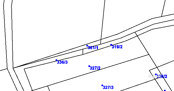 Parcela st. 361/1 v KÚ Tisá, Katastrální mapa