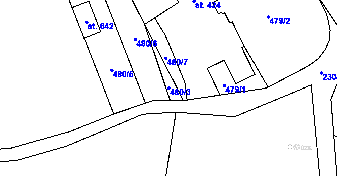 Parcela st. 480/3 v KÚ Tisá, Katastrální mapa
