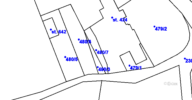 Parcela st. 480/7 v KÚ Tisá, Katastrální mapa
