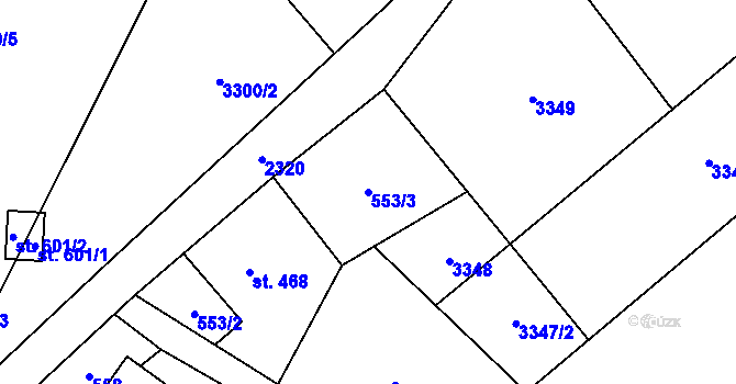 Parcela st. 553/3 v KÚ Tisá, Katastrální mapa