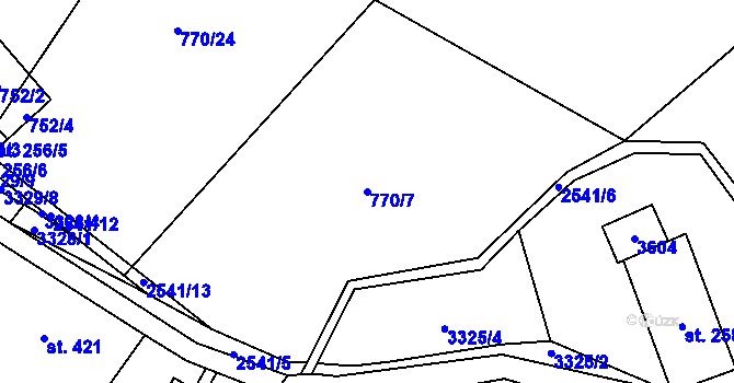 Parcela st. 770/7 v KÚ Tisá, Katastrální mapa