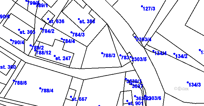 Parcela st. 788/3 v KÚ Tisá, Katastrální mapa