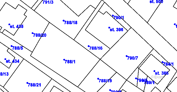 Parcela st. 788/16 v KÚ Tisá, Katastrální mapa