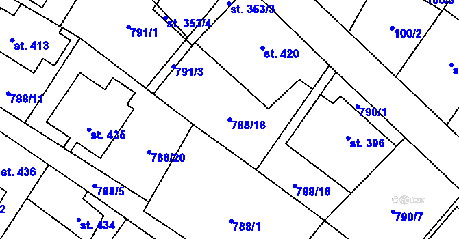 Parcela st. 788/18 v KÚ Tisá, Katastrální mapa