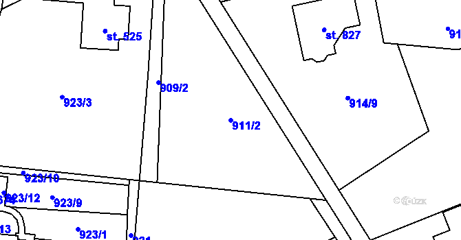 Parcela st. 911/2 v KÚ Tisá, Katastrální mapa