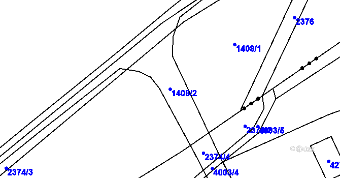 Parcela st. 1408/2 v KÚ Tisá, Katastrální mapa