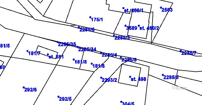 Parcela st. 2285/4 v KÚ Tisá, Katastrální mapa