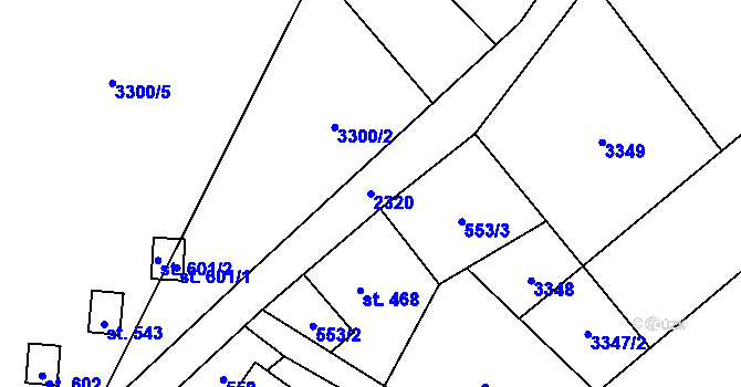 Parcela st. 2320 v KÚ Tisá, Katastrální mapa