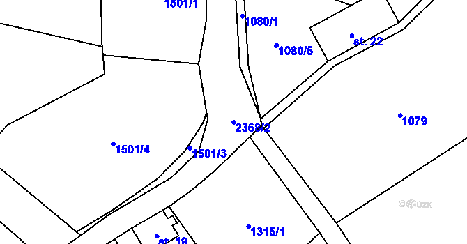 Parcela st. 2368/2 v KÚ Tisá, Katastrální mapa