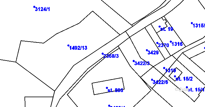 Parcela st. 2368/3 v KÚ Tisá, Katastrální mapa