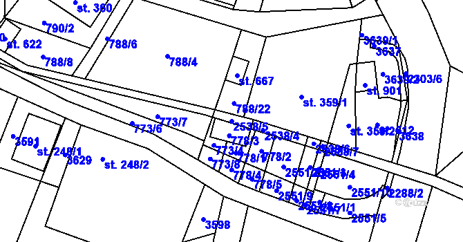 Parcela st. 2538/5 v KÚ Tisá, Katastrální mapa