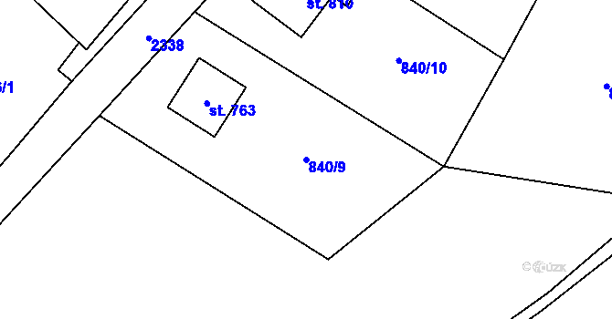 Parcela st. 840/9 v KÚ Tisá, Katastrální mapa