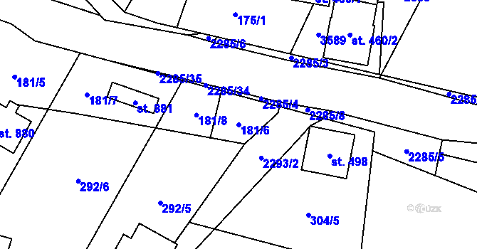 Parcela st. 181/6 v KÚ Tisá, Katastrální mapa