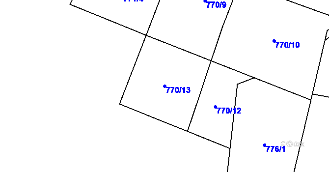 Parcela st. 770/13 v KÚ Tisá, Katastrální mapa